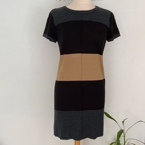 CALVIN KLEIN Short Sleeve Two Tone A-line Knit Dress